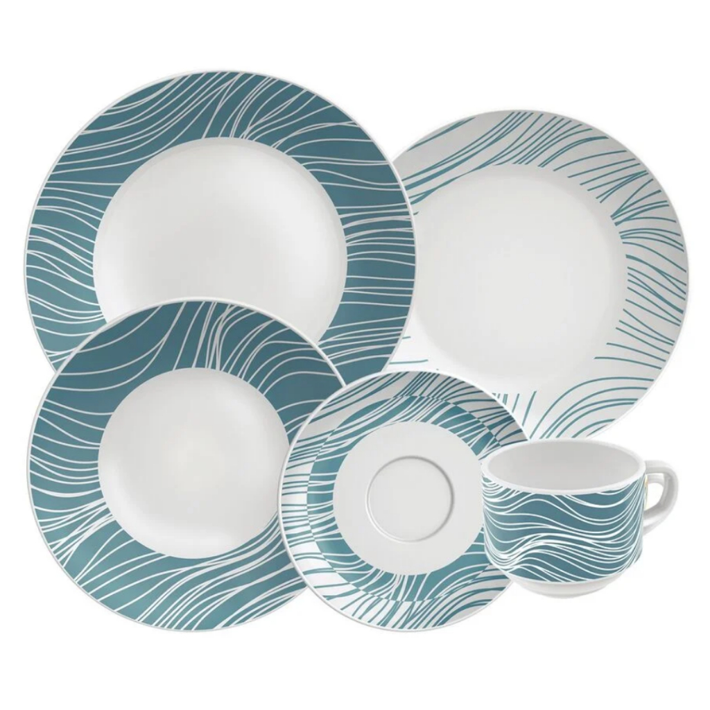 Aparelho Jogo de Jantar e Chá em Porcelana Clarice Decorado 20 Peças Tramontina