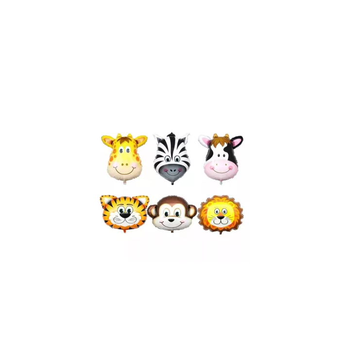 15 Balão Metalizado Safari Animais Centro De Mesa 32cm Leão Tigre Zebra Girafa Macaco + 20 Varetinhas Transparente 30cm