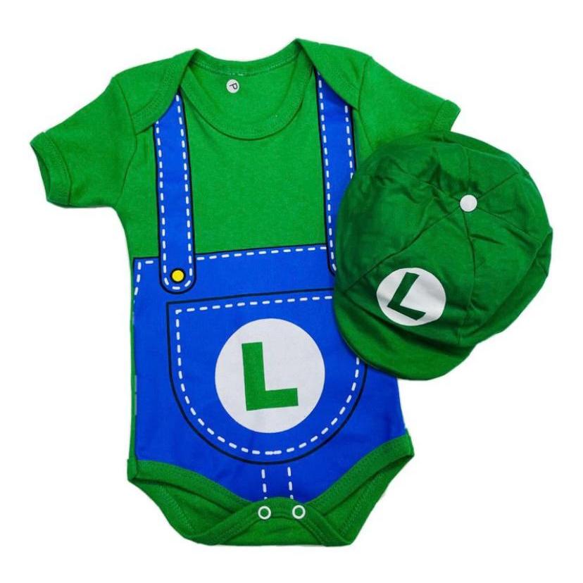 Body Bebê Tematico  Luigi Body + Boina Body Mesversário