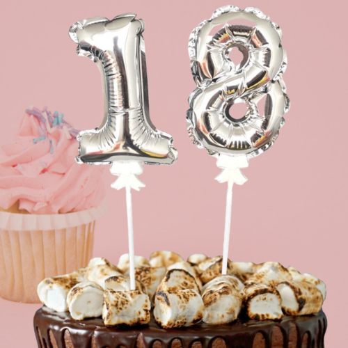 Balão topo de Bolo Metalizado Prata 14 Cm em Oferta na Shopee