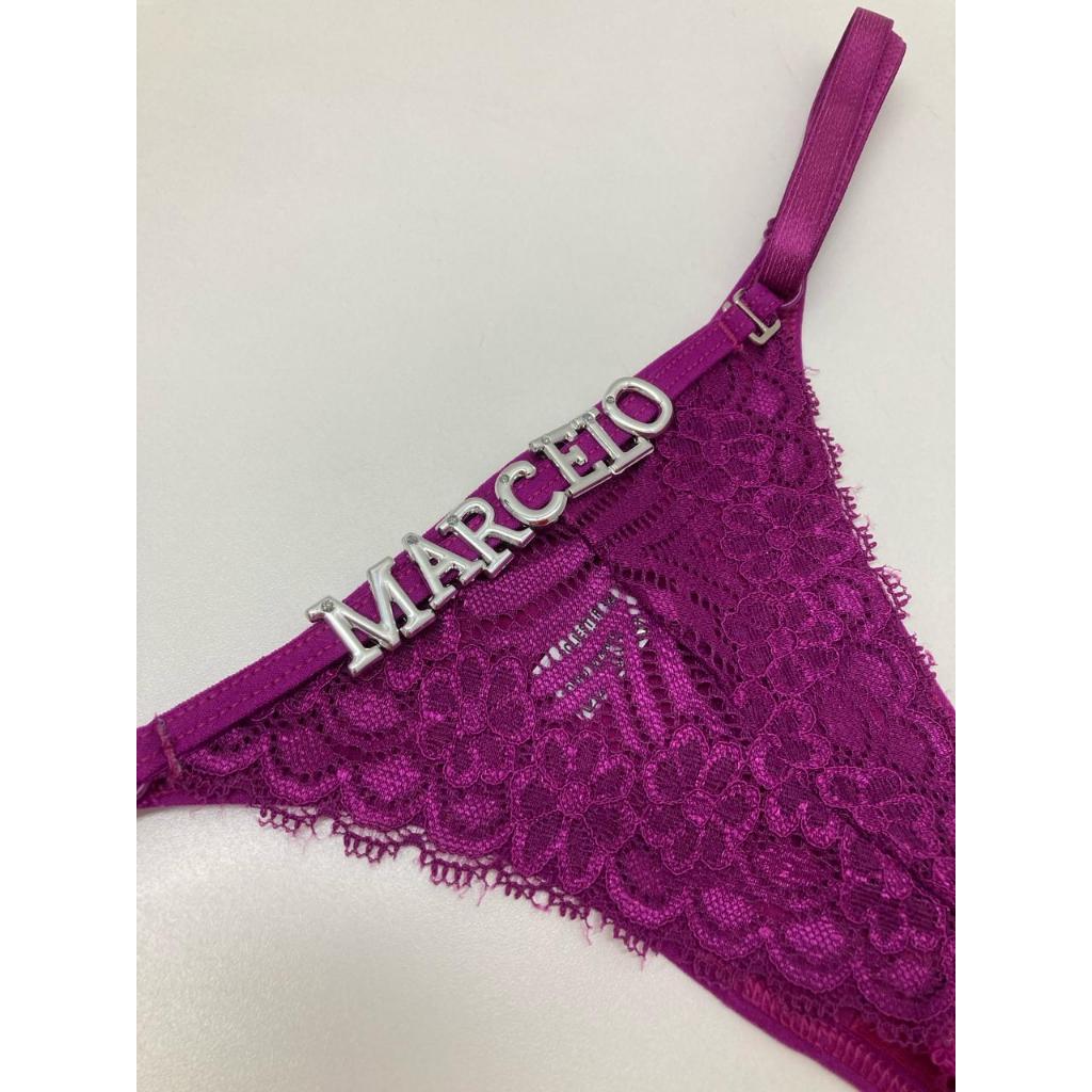 Calcinha Tanga sensual com regulagem Personalizada com nome ou palavras ATRAS em Oferta na Shopee