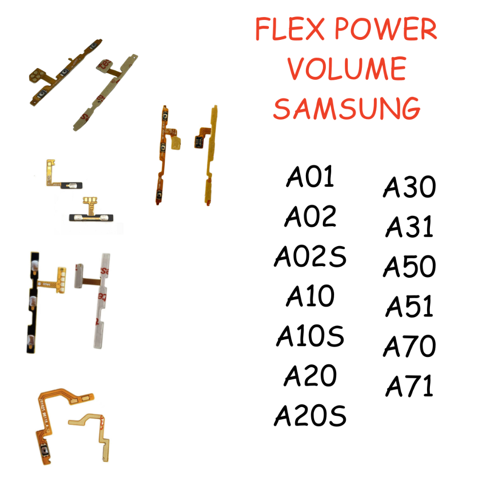 Botão Flat Flex Power Compatível para Samsung  A01 A02 A02S A03 A03S A10 A10S A20 A30 A50 A30S