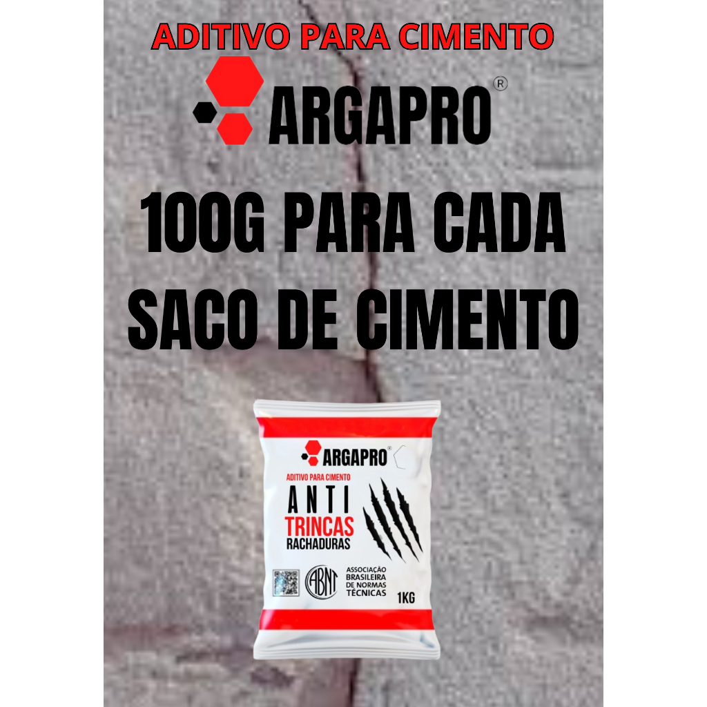 Cimento obra sem trinca , rachadura, fissuras aditivo argapro 1kg