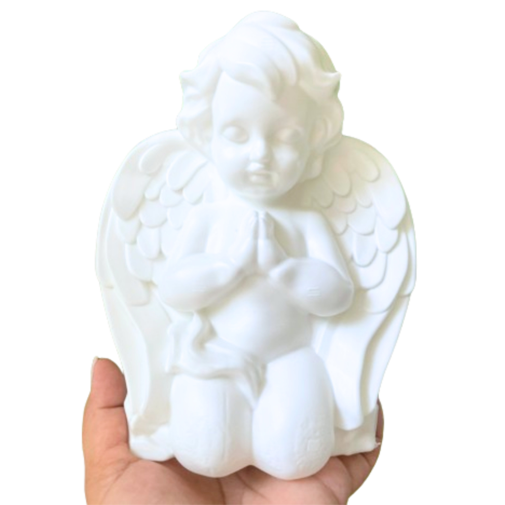Anjo Rezando Branco de Plástico Enfeite De Mesa Batismo