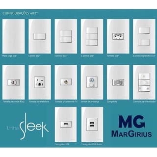 Kit Tomada Interruptor Margirius Sleek Branco Compra Especifica R01-003723