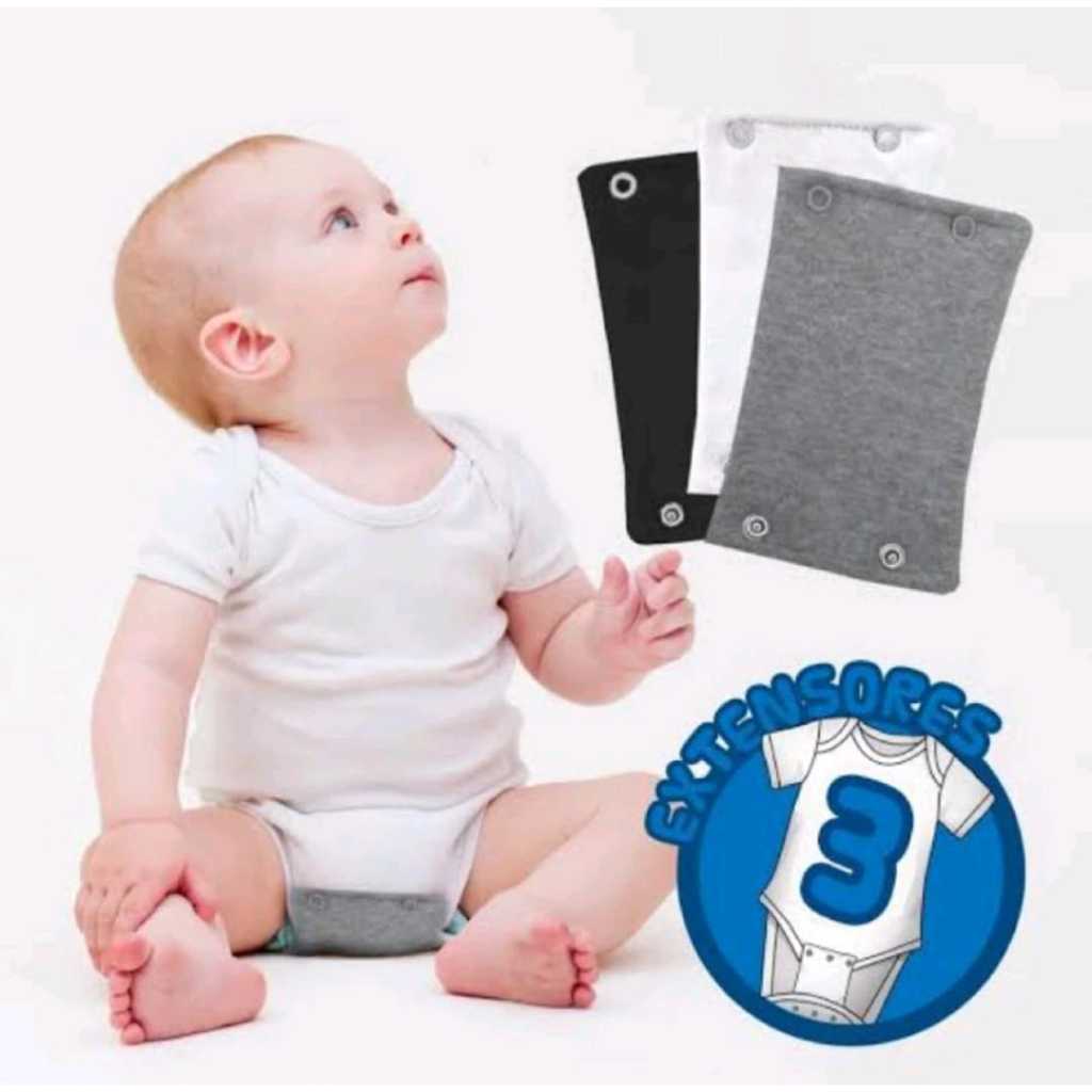 Kit 3 Extensor de Body Bebê Com 2 Botões 100% Suedine Algodão