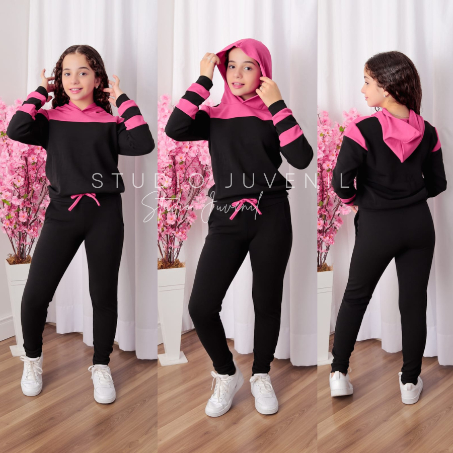 CONJUNTO DE FRIO COM CAPUZ - JUVENIL - TAM 12/14/16 em Oferta na Shopee