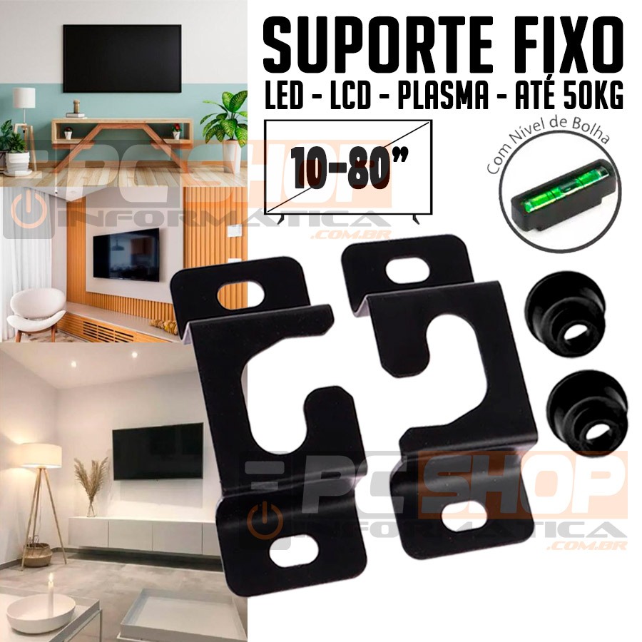 Suporte Fixo de Parede Para TV Universal LED/LCD/Plasma 32 40 43 50 55 Polegadas 10-80" Com Nível