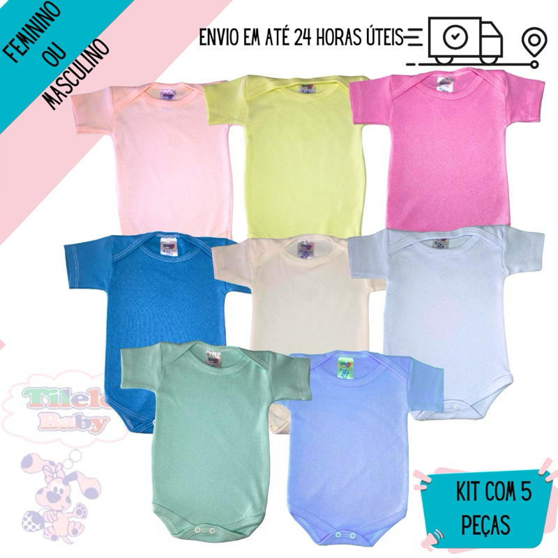 kit 5 body manga curta 100% algodão liso masculino body de bebê recém nascido menino criança conjunto