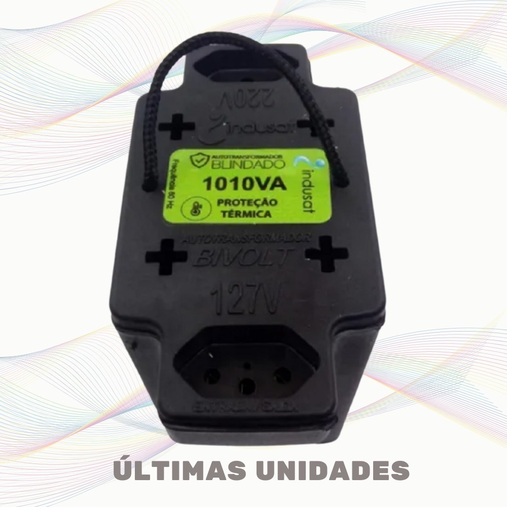Auto Transformador Indusat Blindado 1010VA Bivolt Ar Geladeira Lavadoras Eletrodomésticos