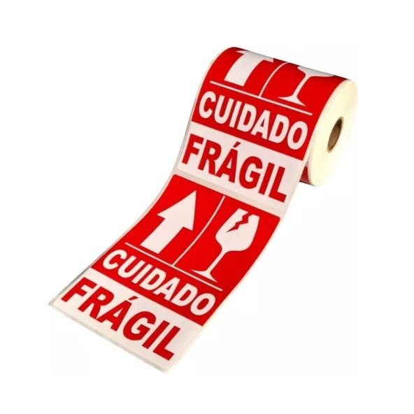 Etiqueta Cuidado Frágil Com Seta Para Cima - 10 X 15 Só Taça 10x5 Identificar produtos frágeis