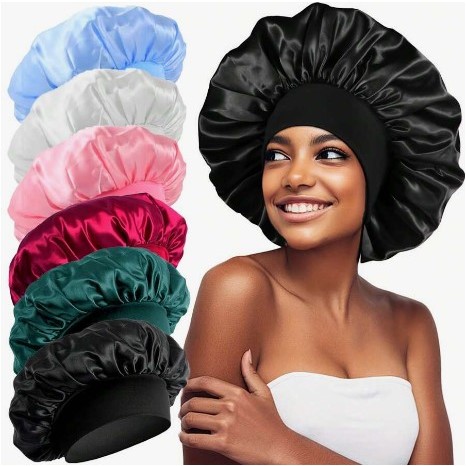 6 Peças Touca De Dormir De Cetim De Aba Larga Multicolorida Para Mulheres, Adequada Para U...