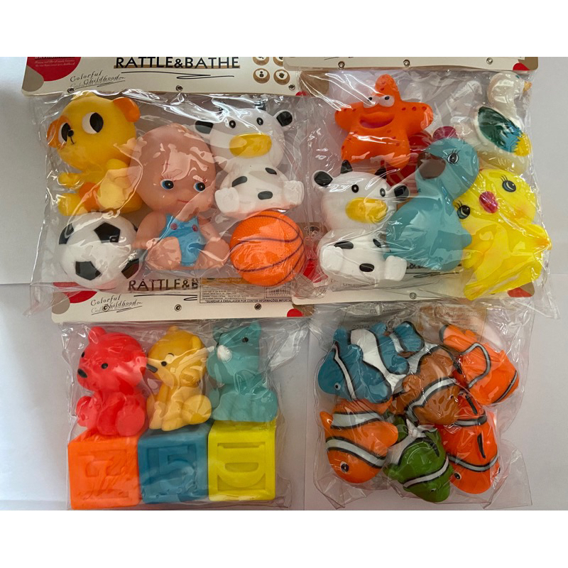 KIT 5 BABY  /kit 6 de peixes /kit 6 de animais De Borracha Brinquedo Para Banho Bebê APERTAR