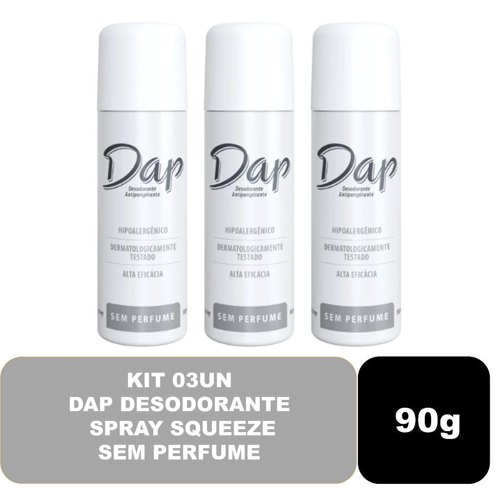 Kit 03un Desodorante Spray Squeeze Dap Sem Perfume 90g em Oferta na Shopee
