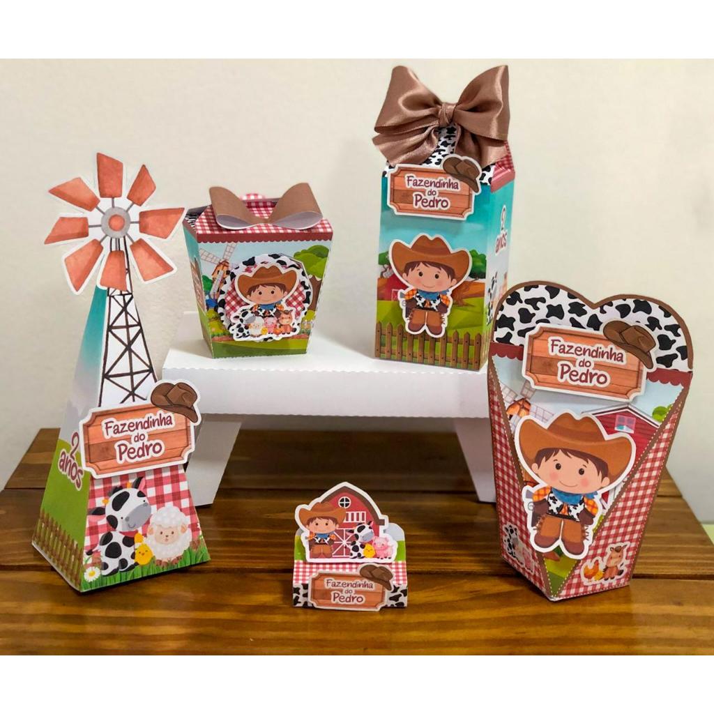 Kit festa FAZENDINHA – lembrancinhas personalizadas  - caixinhas personalizadas – papelaria personalizadas -vários temas