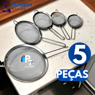 Kit 5 Peneira Inox 10cm 12cm 14cm 16cm 18cm Kit Completo de Peneiras Domésticas em Oferta na Shopee