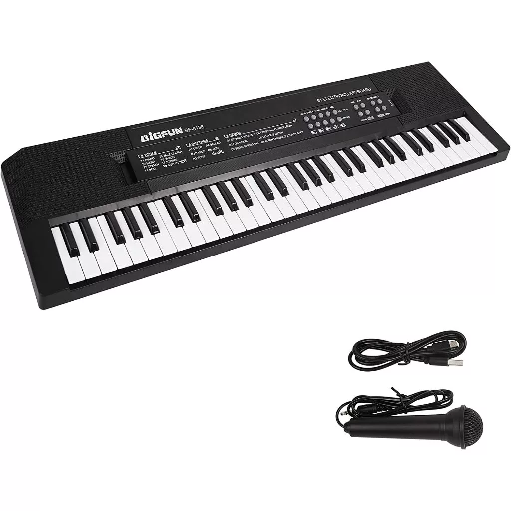 Teclado Eletrônico Órgão Teclas Bf-6138 Musical Profissional com microfone premium