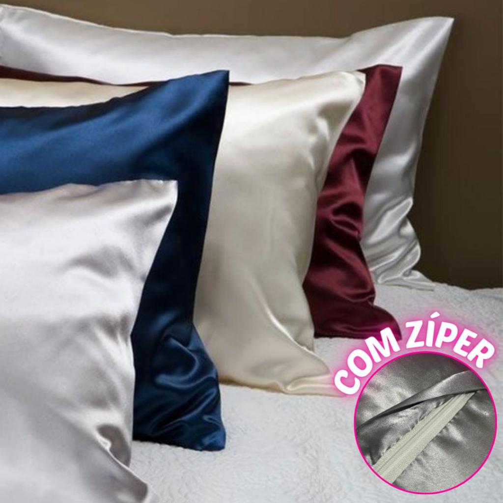 Fronha de Cetim com Ziper 02 Capas de travesseiro Cetim Porta Travesseiro