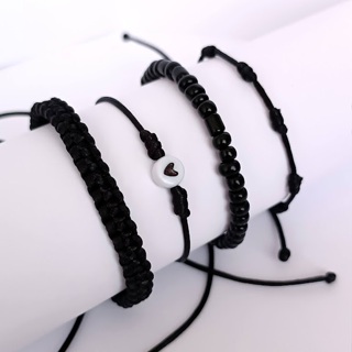 Mix Básic 4 pulseiras macrame, miçangas, 7 nós de proteção regulável em Oferta na Shopee