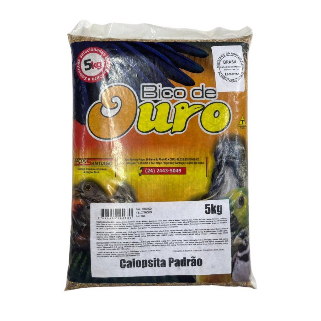 Mistura para Calopsita 5kg Alimento Completo para Calopsitas e Aves Ornamentais