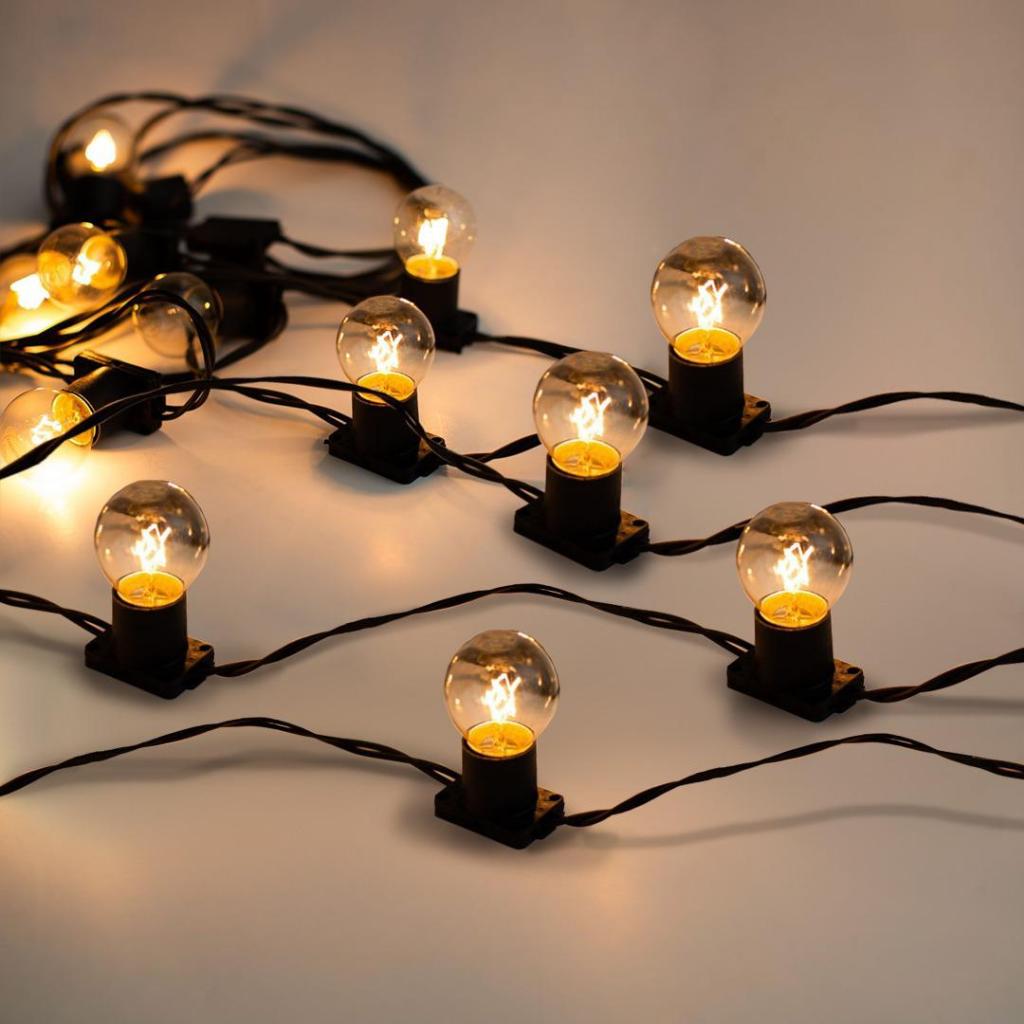 Varal de luz para área externa com 30m Festão Gambiarra com 30 lâmpadas inclusas Incandescente 15w