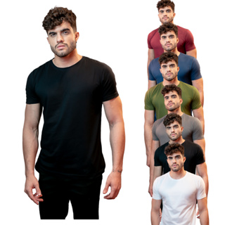 Camiseta Masculina Básica Algodão Egípcio Slim Fit Gola Redonda Lisa em Oferta na Shopee