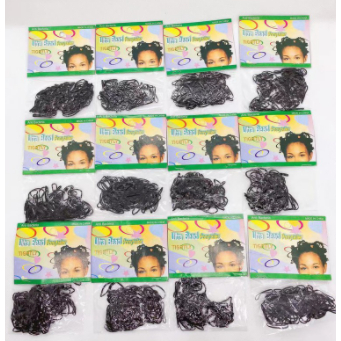 12 Pacotinho Elástico mini de silicone rabicó prendedor de cabelo em pacotinhos/preto em Oferta na Shopee