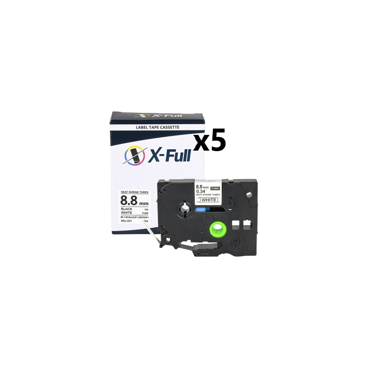 Kit 5 Fita Termoretrátil Compatível Brother HSE Branco 9mm