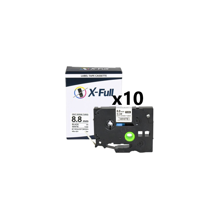 Kit 10 Fita Termoretrátil Compatível Brother HSE 221 Branca