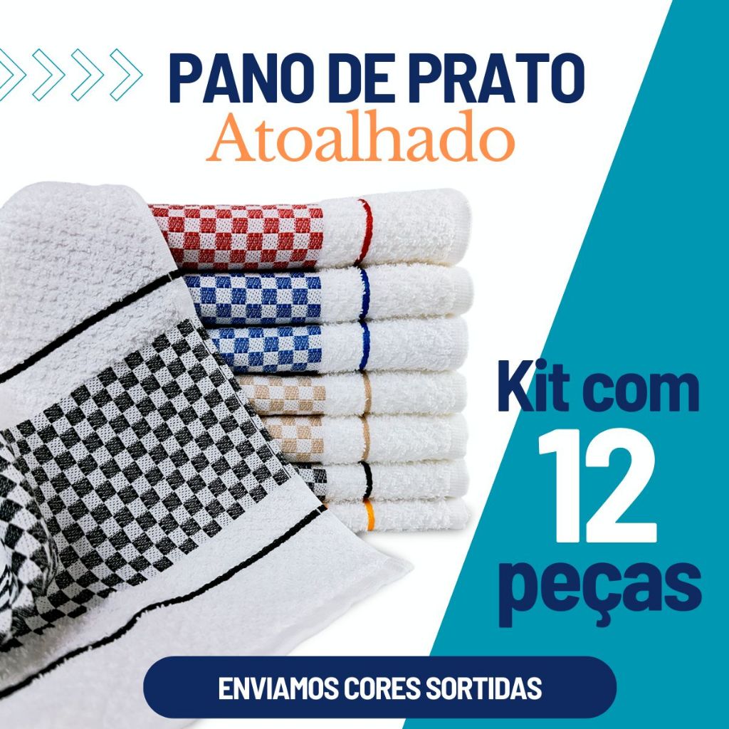 Jogo 12 Panos de Copa Atoalhado Premium Luxo