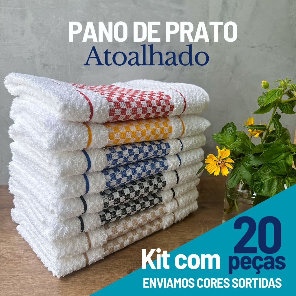 Kit c/20 panos de Louça Premium Luxo 40x70cm 100% Algodão