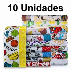 Kit 10 Panos de Copa/Prato Atoalhado Simples 65cm x 40cm