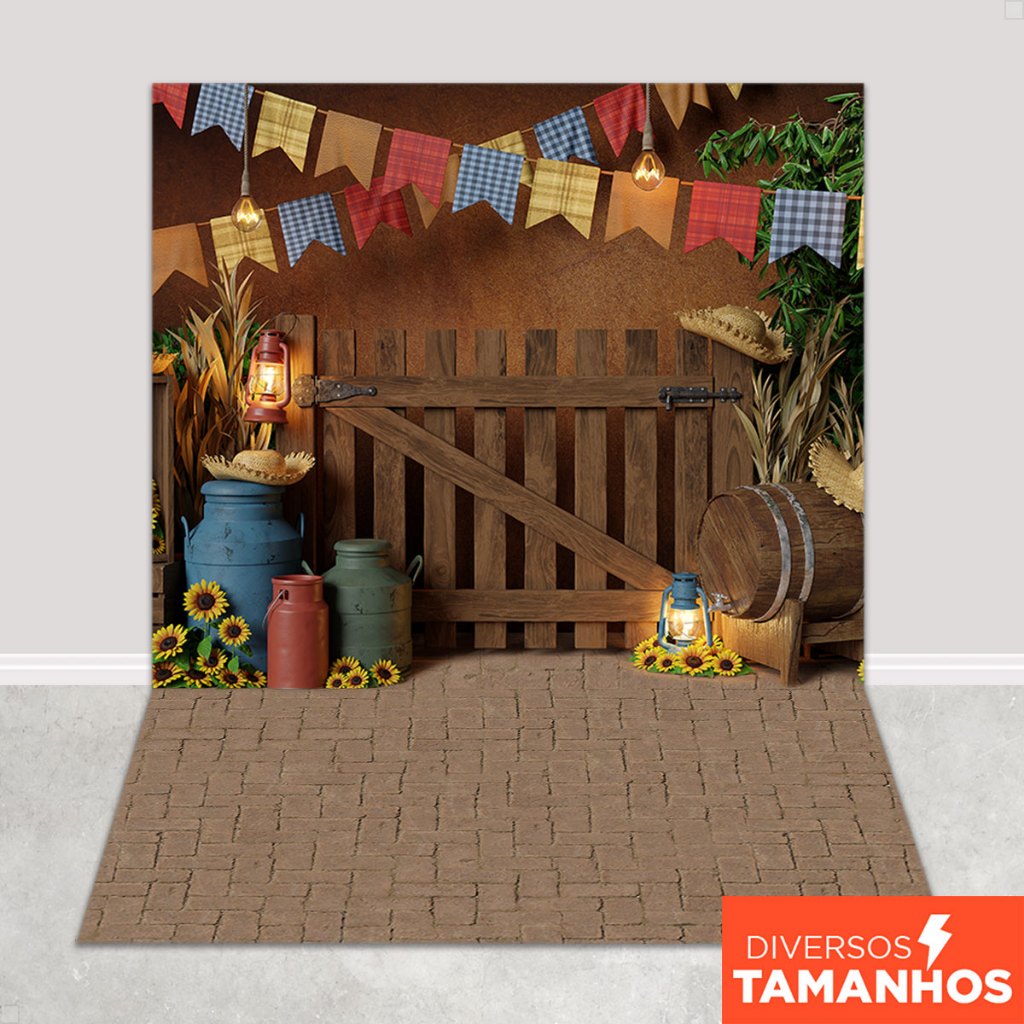 Fundo Fotográfico Festa Junina Bandeirinhas Em Tecido FJN-180 em Oferta na Shopee