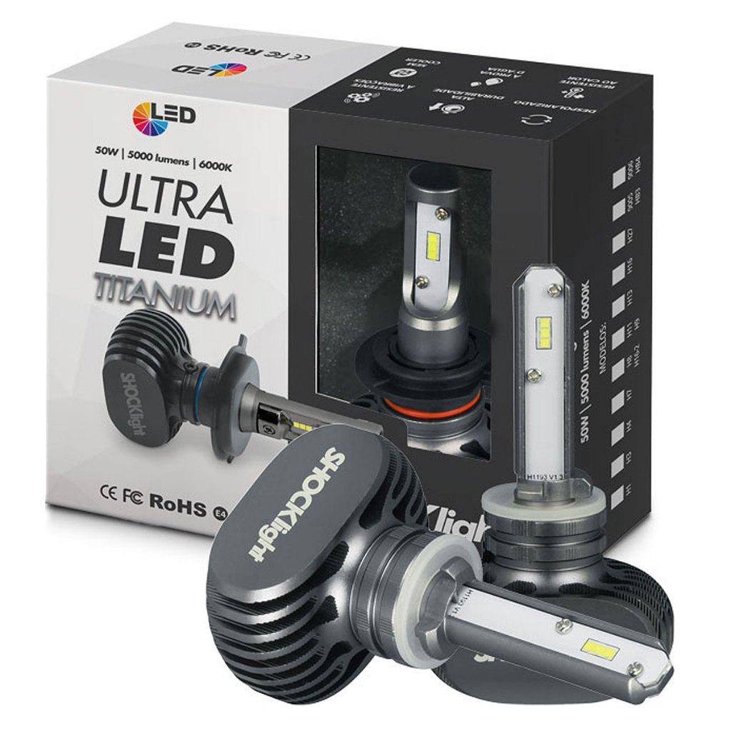 Par Ultra Led Lâmpada ShockLight H27 Titanium 6000K 12V 50W 10000 Lúmens