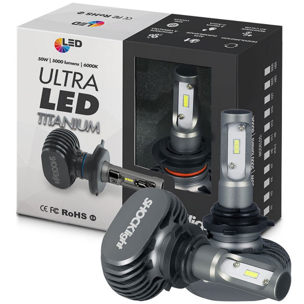 Par Ultra Led Lâmpada ShockLight HB4 Titanium 6000K 12V 50W 10000 Lúmens
