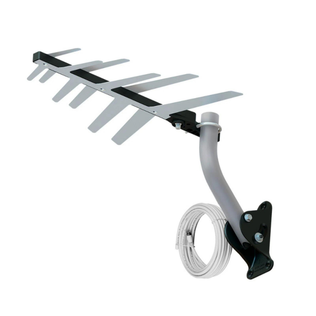 Kit 5 Antenas Digitais de TV Externa Aquário DTV-1500 com suporte e Cabo 10 Metros