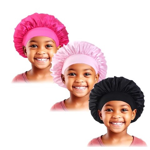 Touca Kids De Cetim Antifrizz Para Crianças Infantil Cabelo Cacheado, Liso, Crespo Seda Cetim