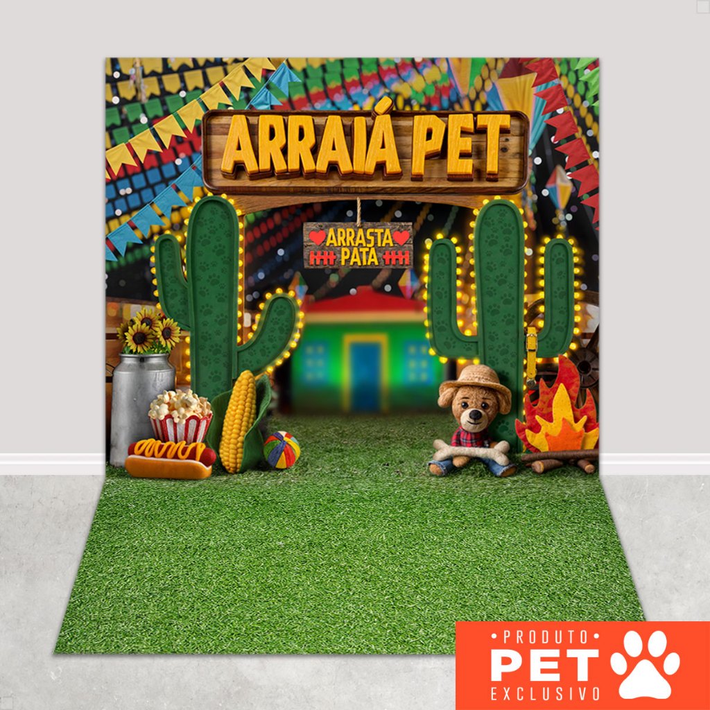 Fundo Fotográfico Painel Pet Shop Festa Junina Arraiá Em Tecido 1,20x1,70m - PET-133 em Oferta na Shopee