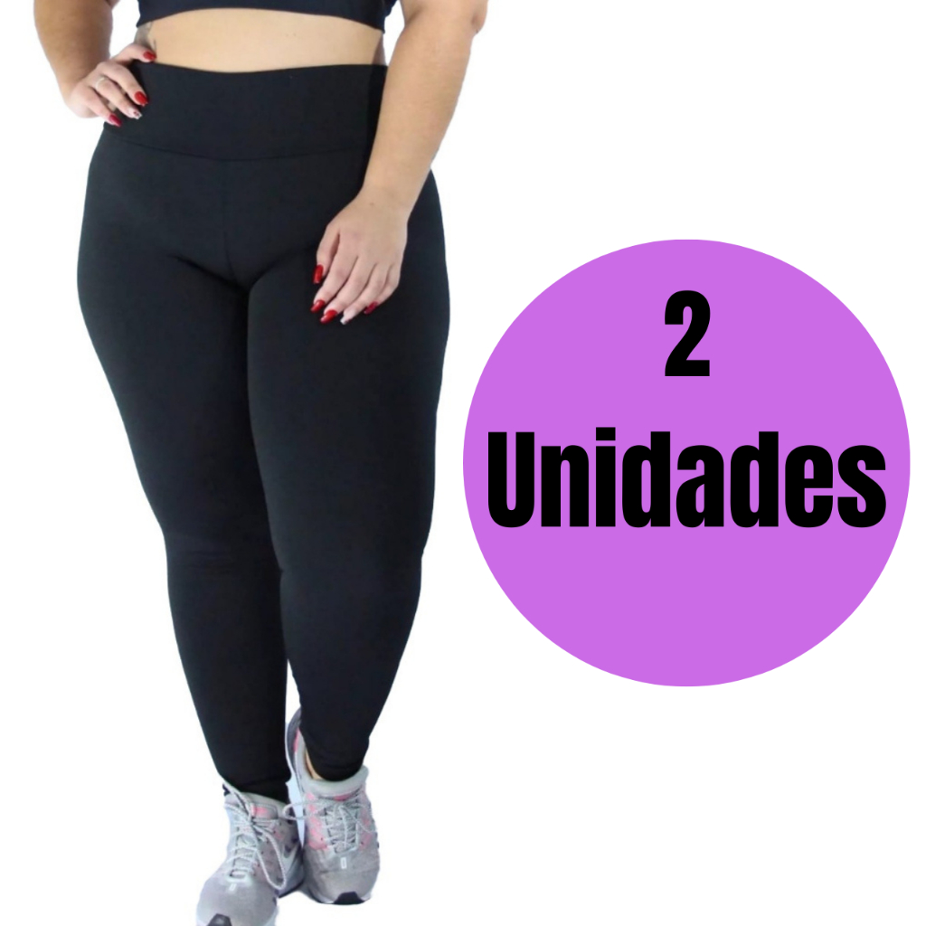 Calça Legging Plus Size Lisa Flanelada Kit 2 Calças Leg Suplex Grossa Zero Transparência Costura