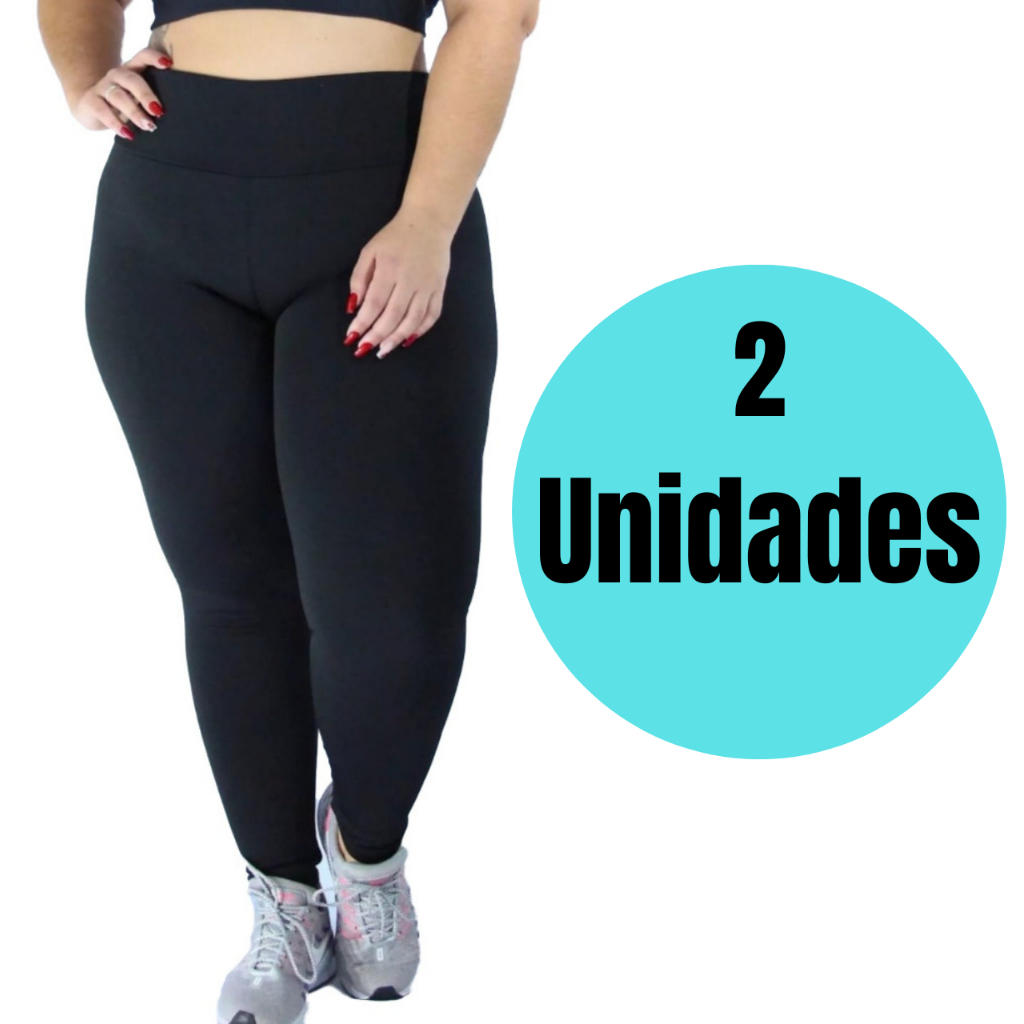 Calça Legging Plus Size Lisa Kit 2 Calças Leg Suplex Grossa Zero Transparência Costura Reforçada