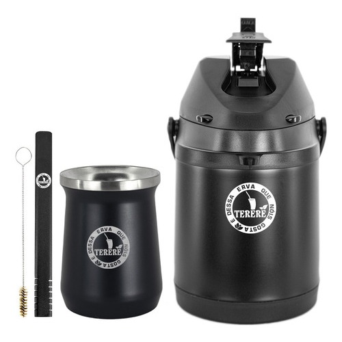 Kit Tereré Garrafa Térmica 2.5l Copo 236ml Tereré Logo