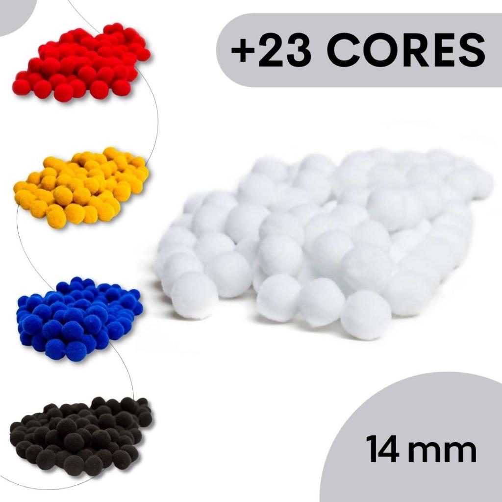 Pompom - 14mm - Diversas Cores -Pacote Com 200 Unidades - Mazzal