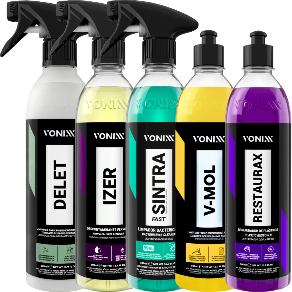 Kit Delet Limpa Borracha Izer Limpa Rodas Sintra Fast V-Mol Shampoo Restaurax Vonixx em Oferta na Shopee