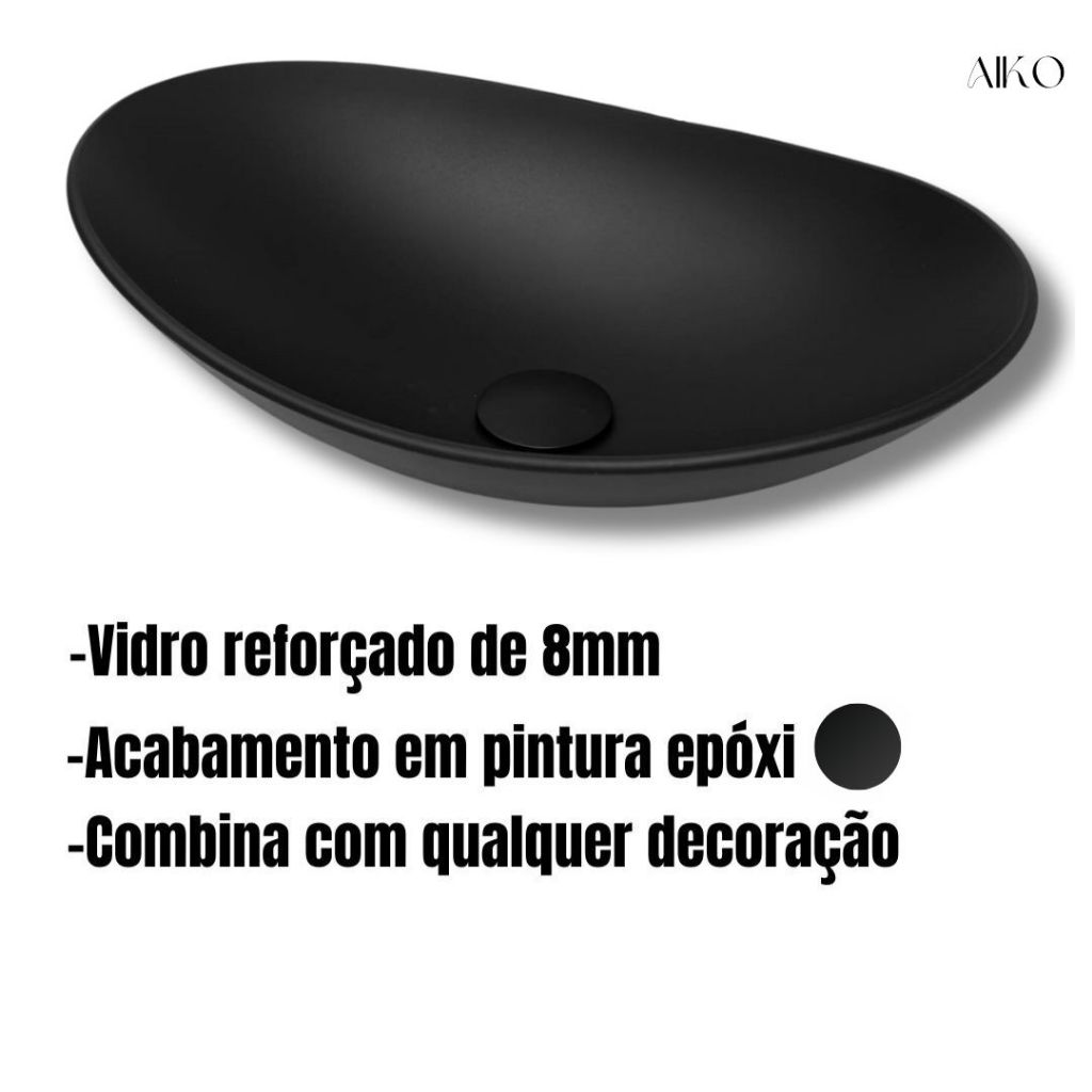 Cuba De Vidro Oval Grande 47cm para Banheiro Lavabo - Cores Acabamento Matte Fosco em Oferta na Shopee