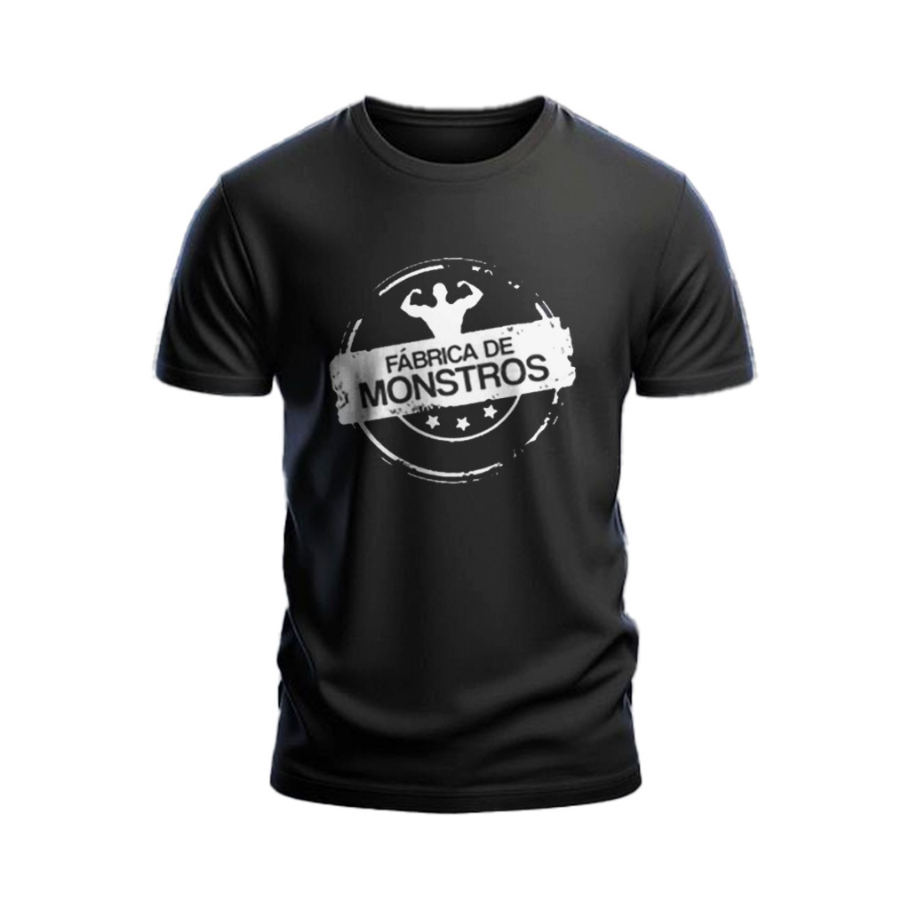Camiseta masculina algodão Fabrica de monstro esportiva manga curta academia musculação treino exercício