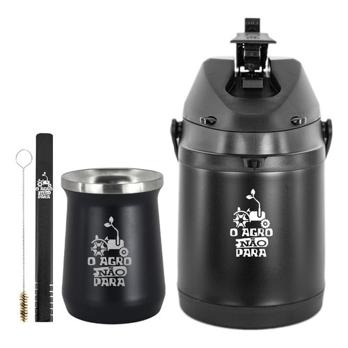 Kit Tereré Garrafa Térmica 2.5l Copo 236ml O Agro Não Para em Oferta na Shopee