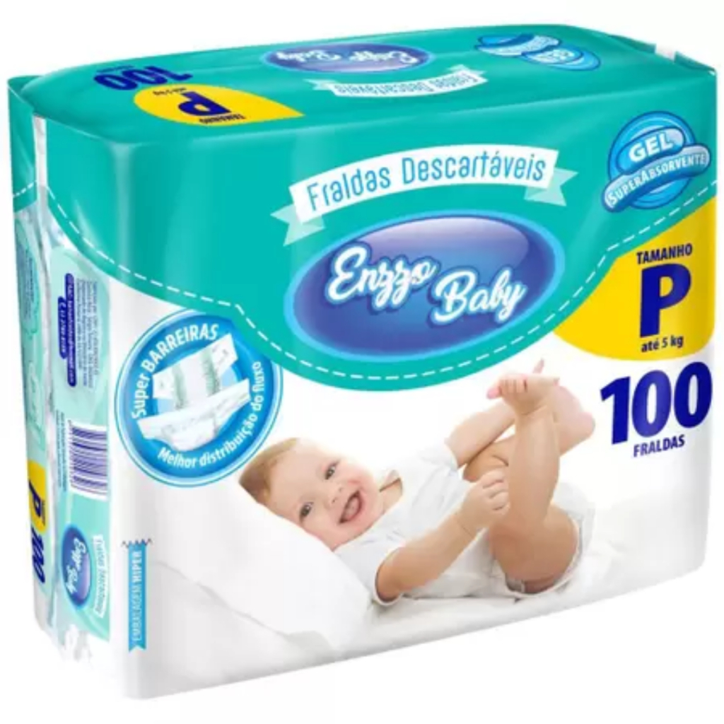 Fraldas Descartável Infantil  Enzzo Baby P 100 Unidades - Atacado Barato em Oferta na Shopee