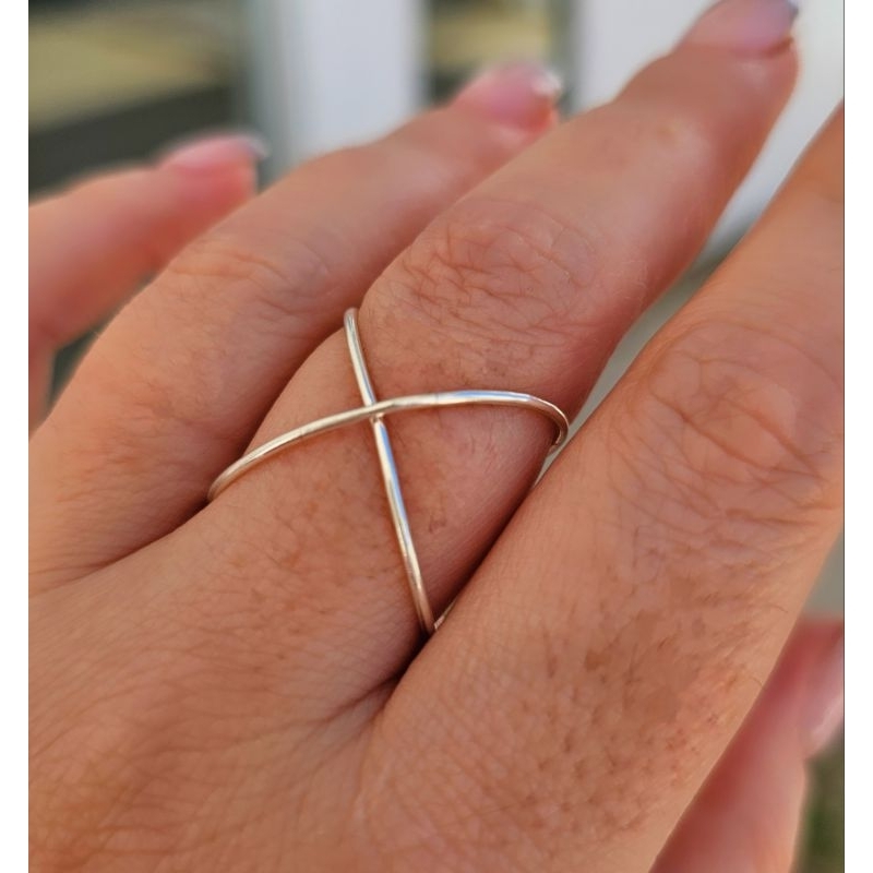 Anel X Regulável em Prata 925 em Oferta na Shopee