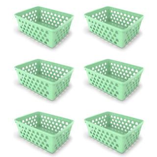 Kit 6 Cestos Organizadores Multiuso Verde 16x12x6Cm em Oferta na Shopee