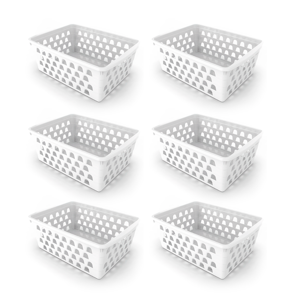 Kit 6 Cestos Organizadores Multiuso Branco 16x12x6Cm